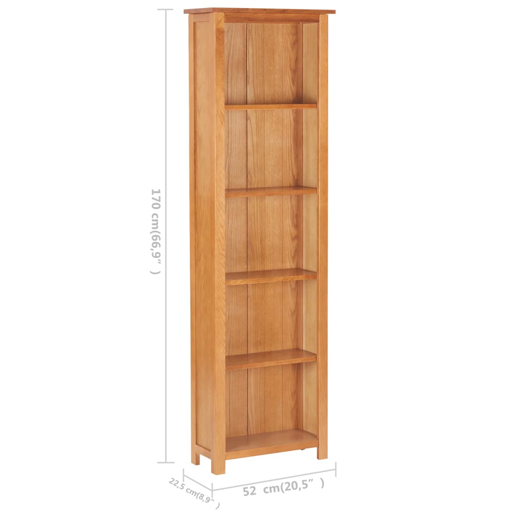 Narrow Bookcase 52x22.5x170 cm Solid Oak Wood and MDF