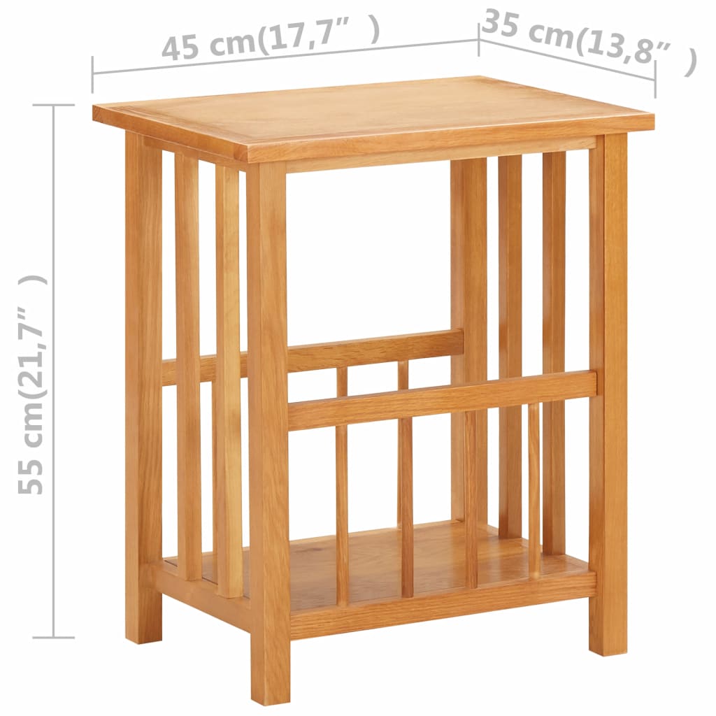 Magazine Table 45x35x55 cm Solid Oak Wood and MDF