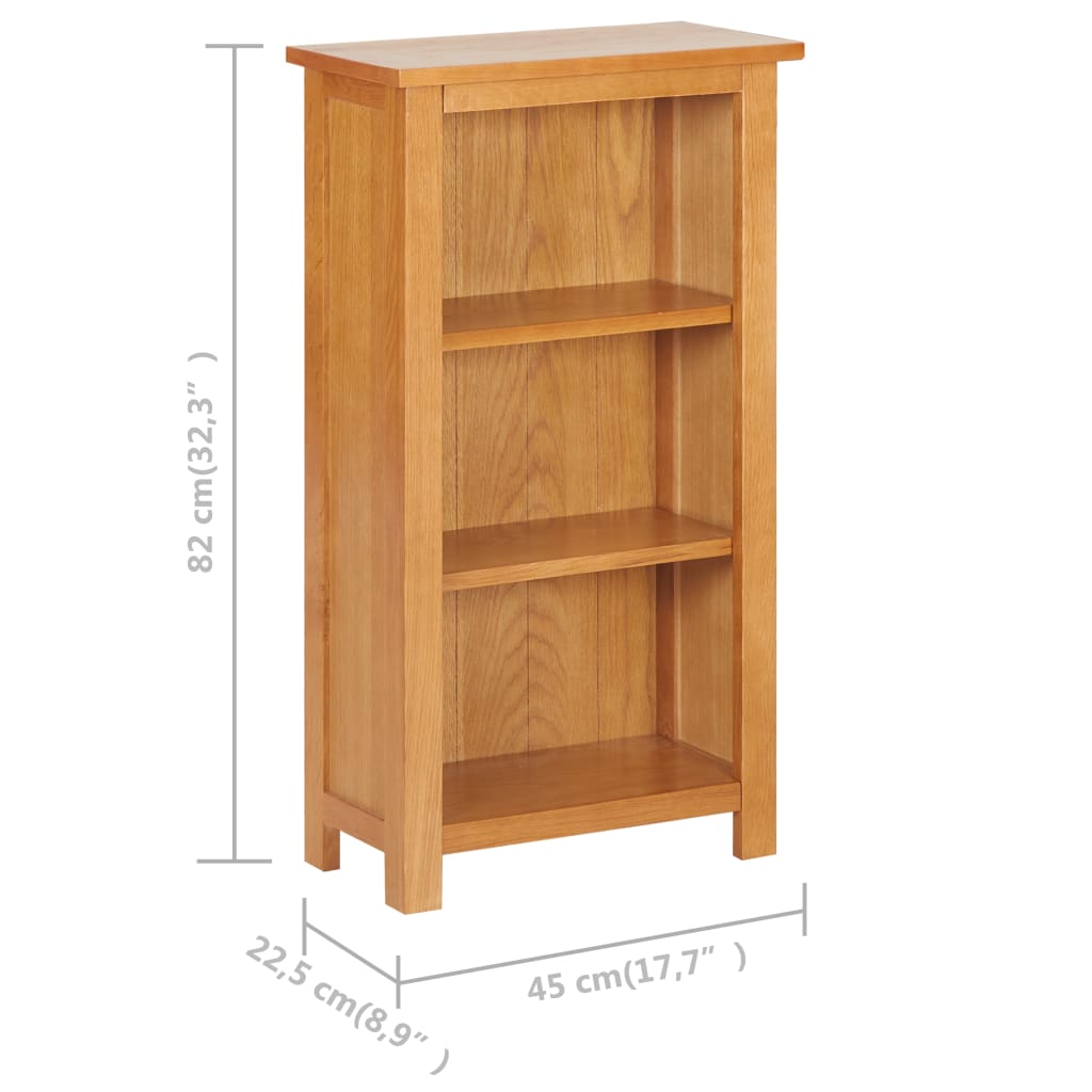Narrow Bookcase 45x22.5x82 cm Solid Oak Wood and MDF