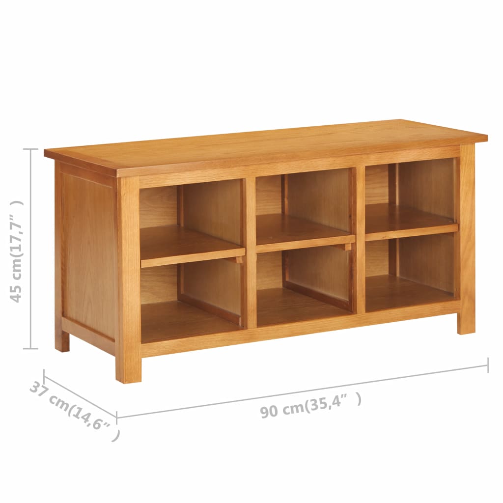 Shoe Rack 90x37x45 cm Solid Oak Wood and MDF