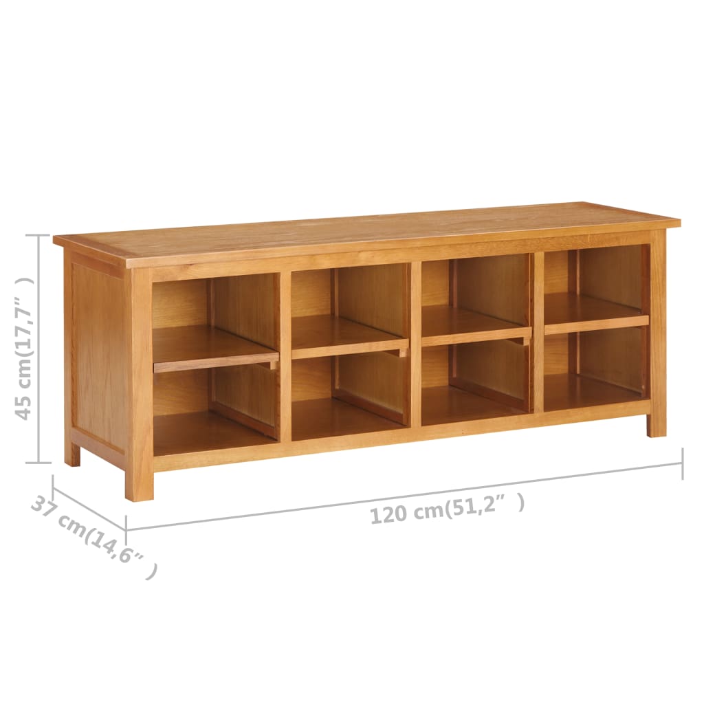 Shoe Rack 120x37x45 cm Solid Oak Wood and MDF