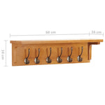 Coat Rack 60x16x16 cm Solid Oak Wood