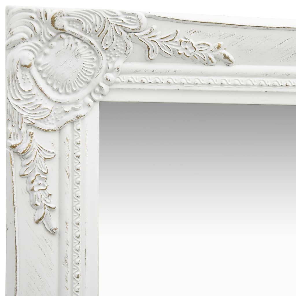 Wall Mirror Baroque Style 50x120 cm White