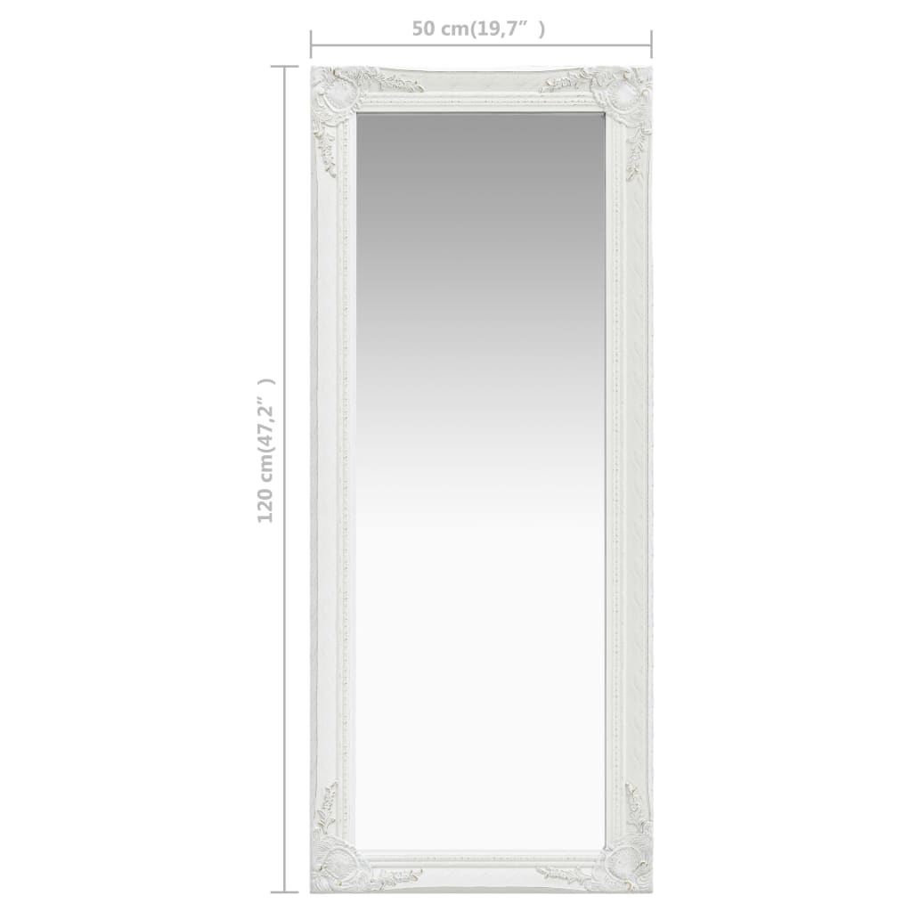 Wall Mirror Baroque Style 50x120 cm White