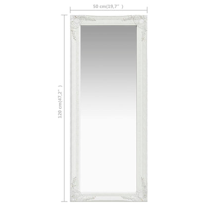 Wall Mirror Baroque Style 50x120 cm White