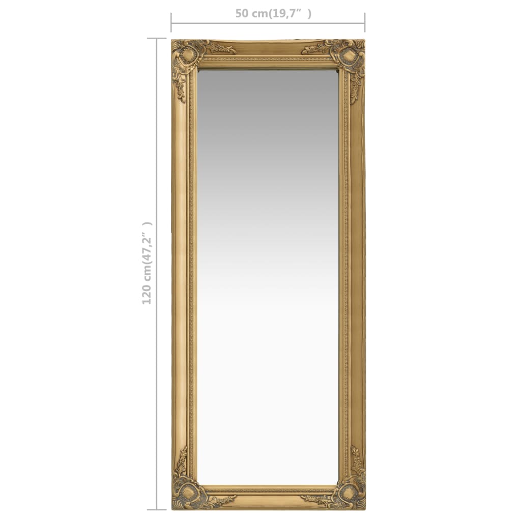 Wall Mirror Baroque Style 50x120 cm Gold
