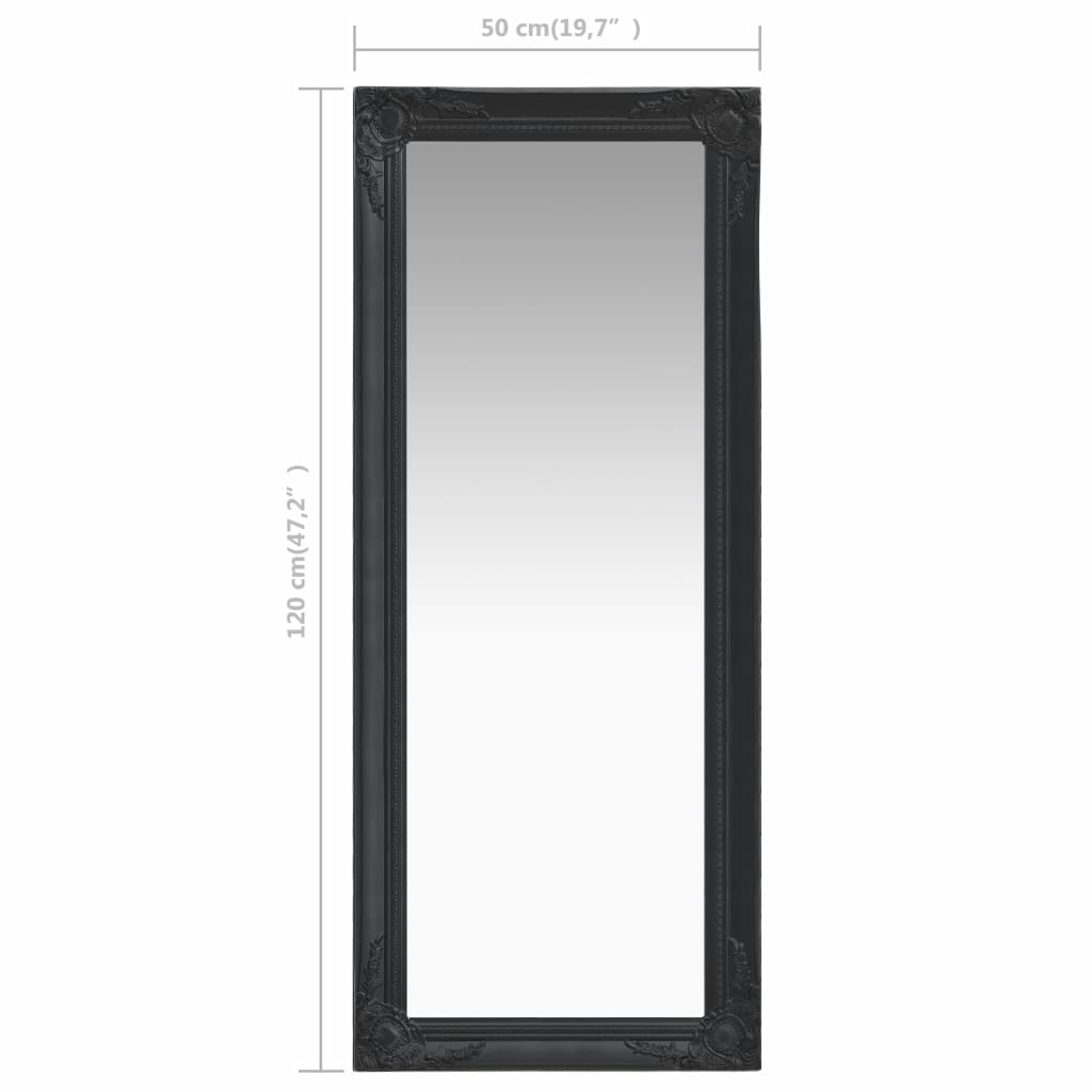 Wall Mirror Baroque Style 50x120 cm Black