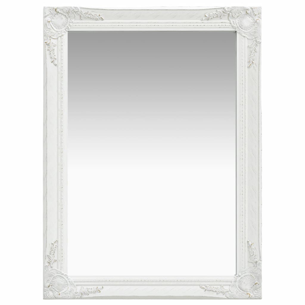 Wall Mirror Baroque Style 60x80 cm White