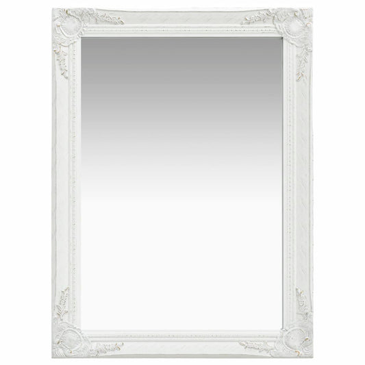Wall Mirror Baroque Style 60x80 cm White