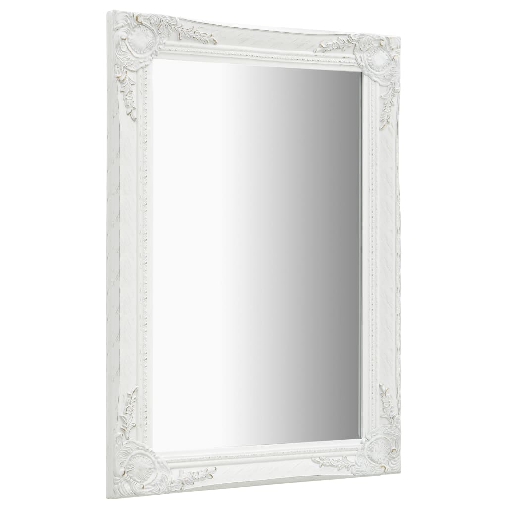 Wall Mirror Baroque Style 60x80 cm White