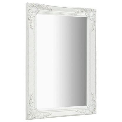 Wall Mirror Baroque Style 60x80 cm White