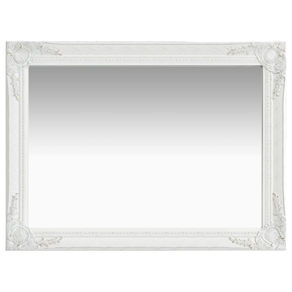 Wall Mirror Baroque Style 60x80 cm White