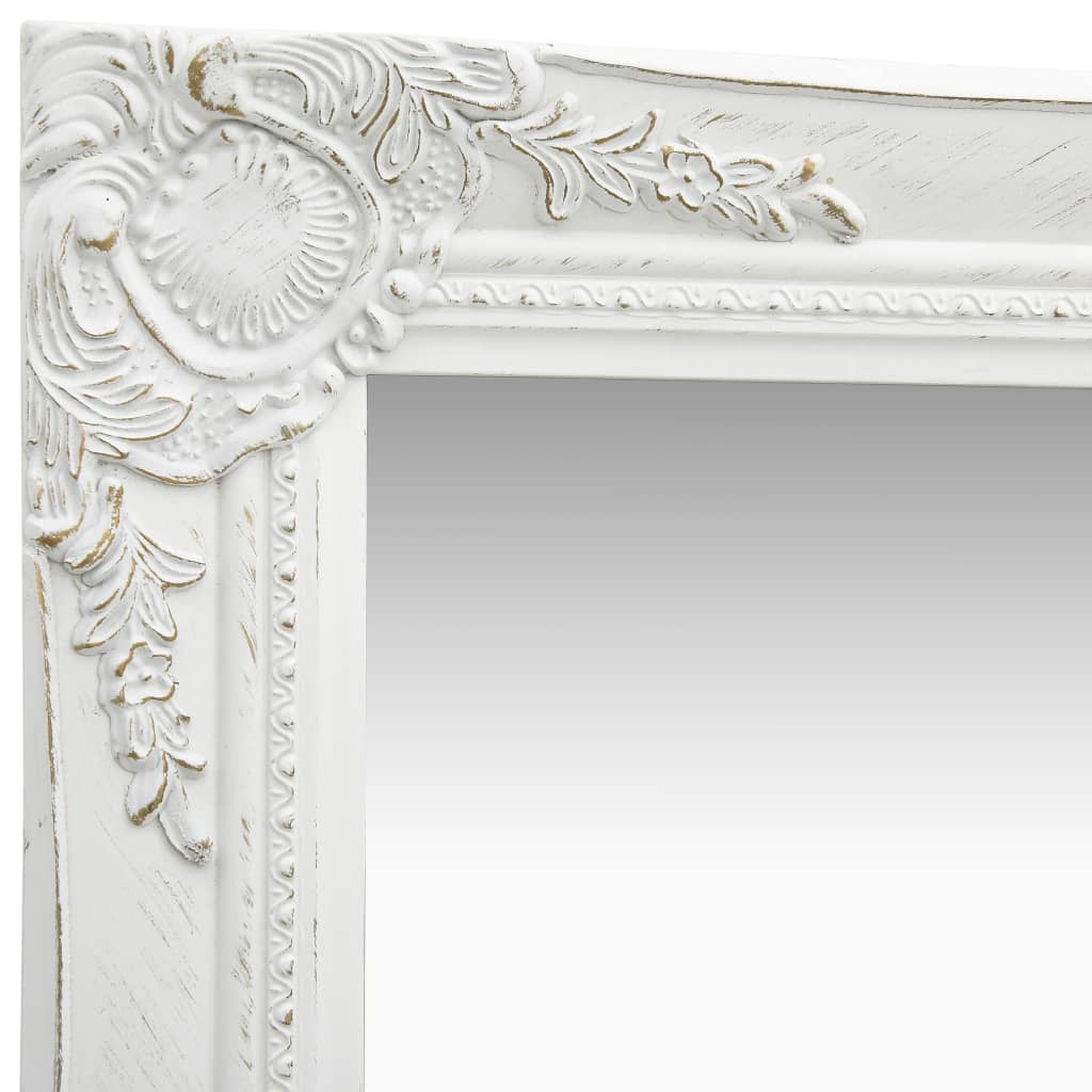 Wall Mirror Baroque Style 60x80 cm White