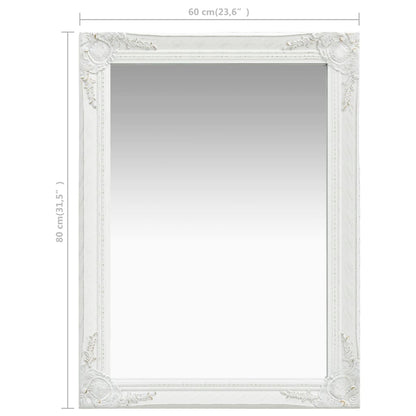 Wall Mirror Baroque Style 60x80 cm White