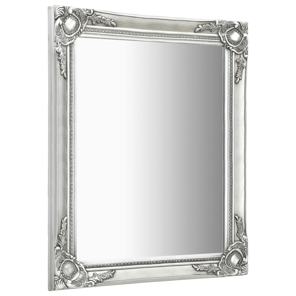Wall Mirror Baroque Style 60x80 cm Silver