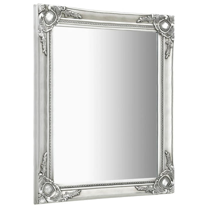 Wall Mirror Baroque Style 60x80 cm Silver