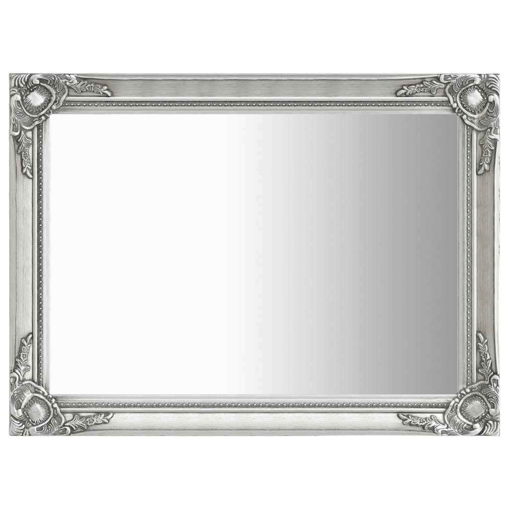 Wall Mirror Baroque Style 60x80 cm Silver