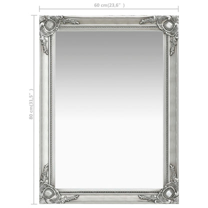 Wall Mirror Baroque Style 60x80 cm Silver