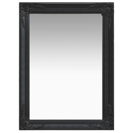 Wall Mirror Baroque Style 60x80 cm Black