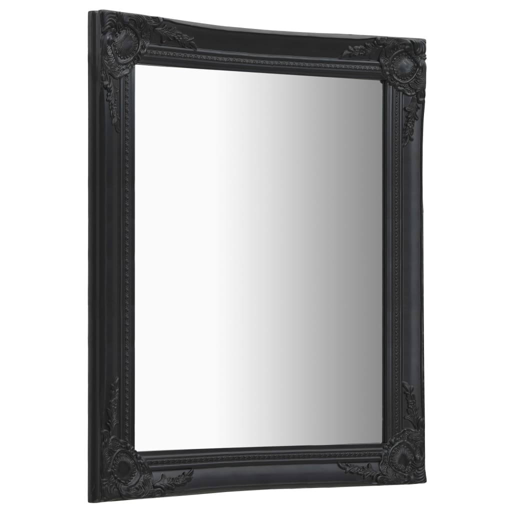 Wall Mirror Baroque Style 60x80 cm Black