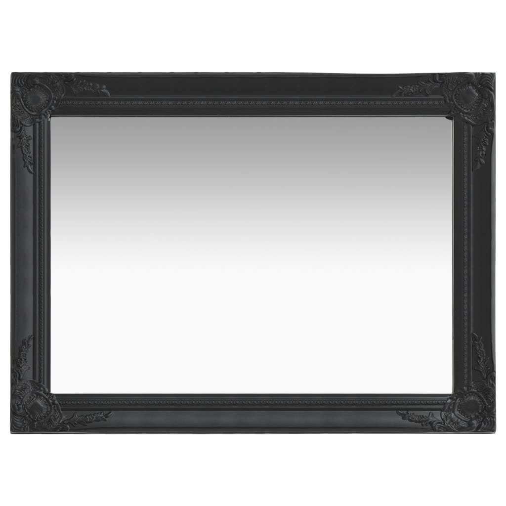 Wall Mirror Baroque Style 60x80 cm Black