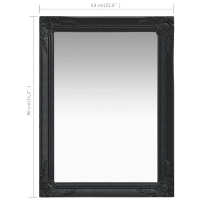 Wall Mirror Baroque Style 60x80 cm Black