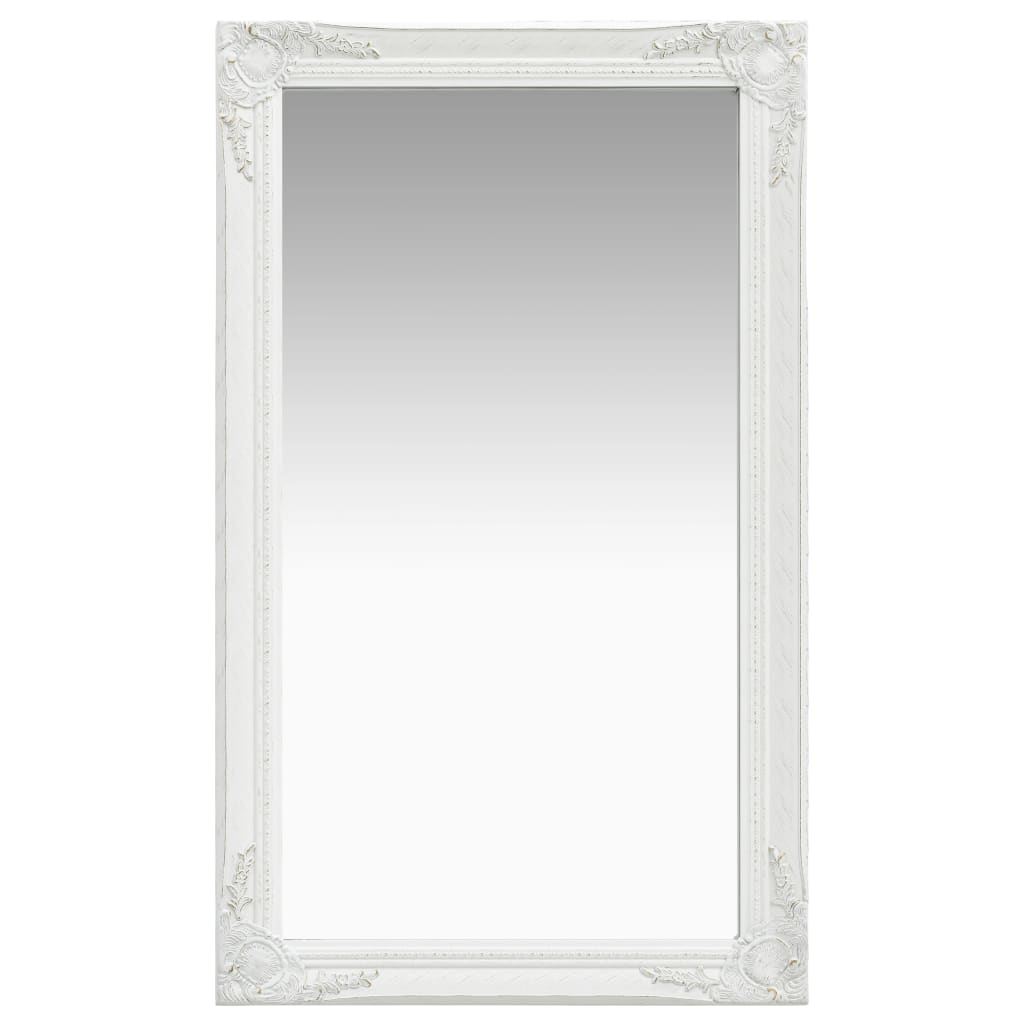 Wall Mirror Baroque Style 60x100 cm White