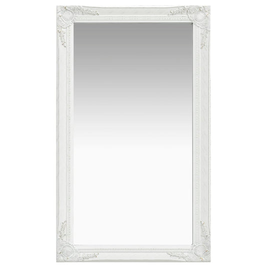 Wall Mirror Baroque Style 60x100 cm White