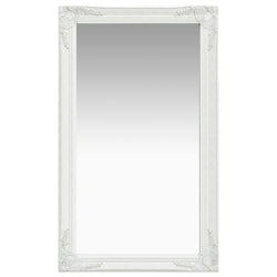 Wall Mirror Baroque Style 60x100 cm White