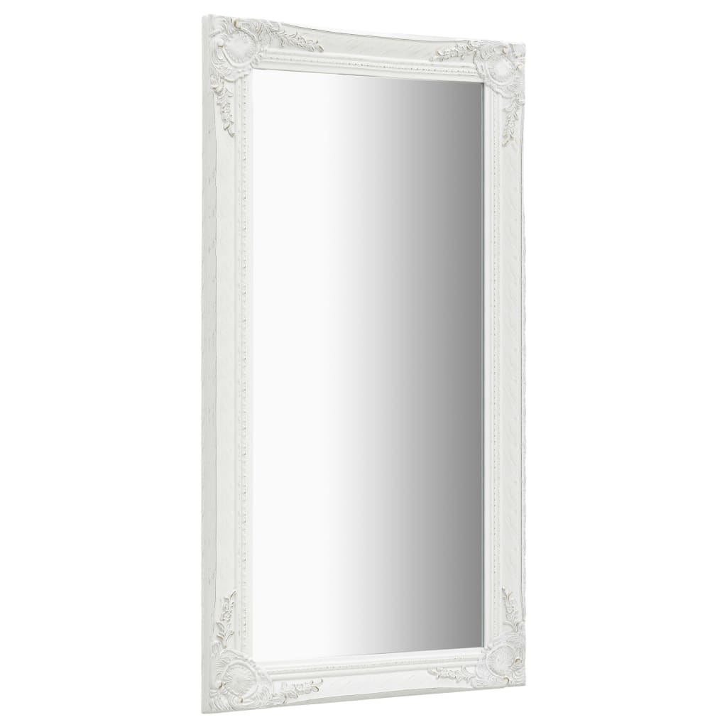 Wall Mirror Baroque Style 60x100 cm White