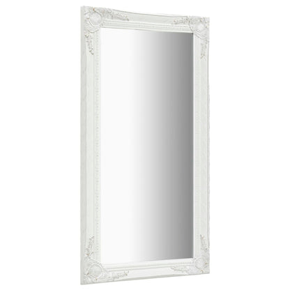 Wall Mirror Baroque Style 60x100 cm White