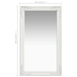 Wall Mirror Baroque Style 60x100 cm White