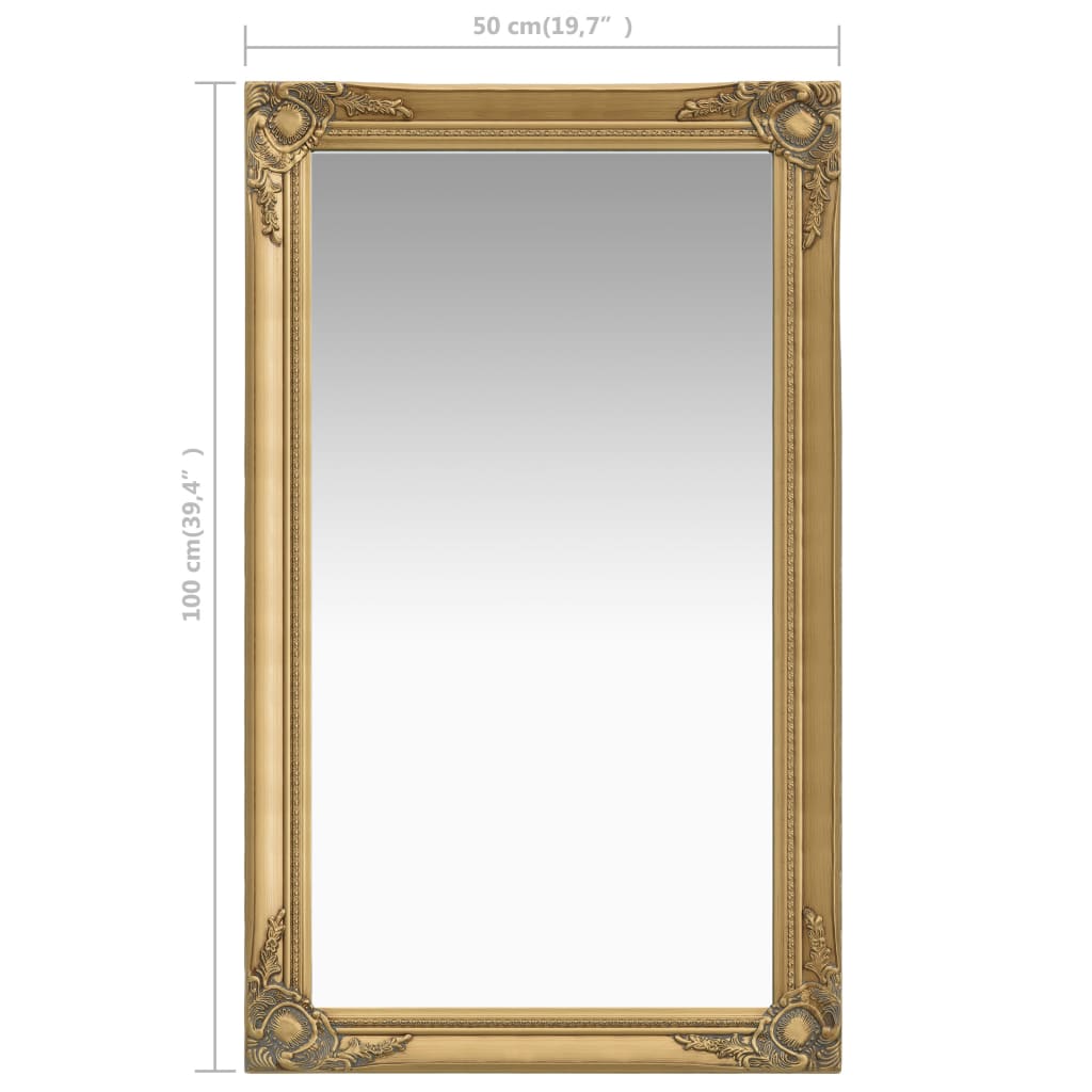 Wall Mirror Baroque Style 60x100 cm Gold