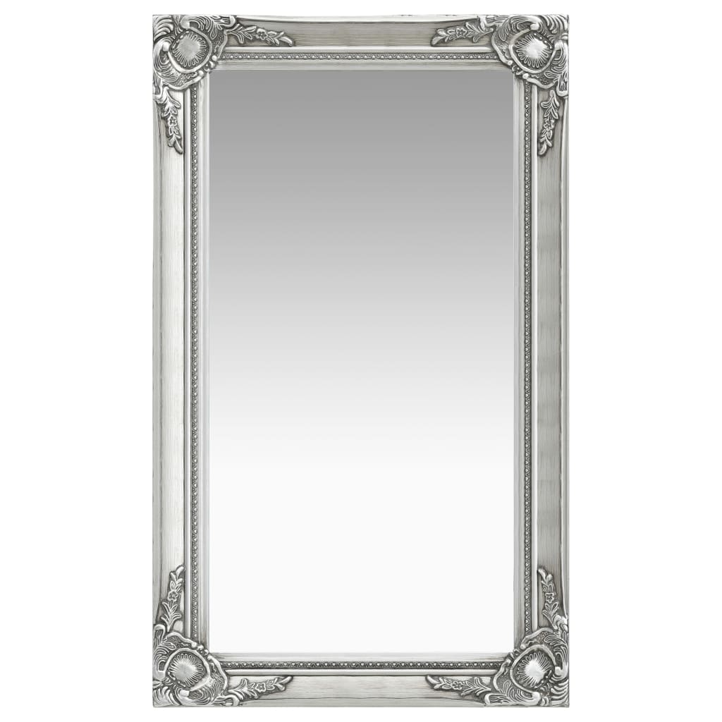 Wall Mirror Baroque Style 60x100 cm Silver