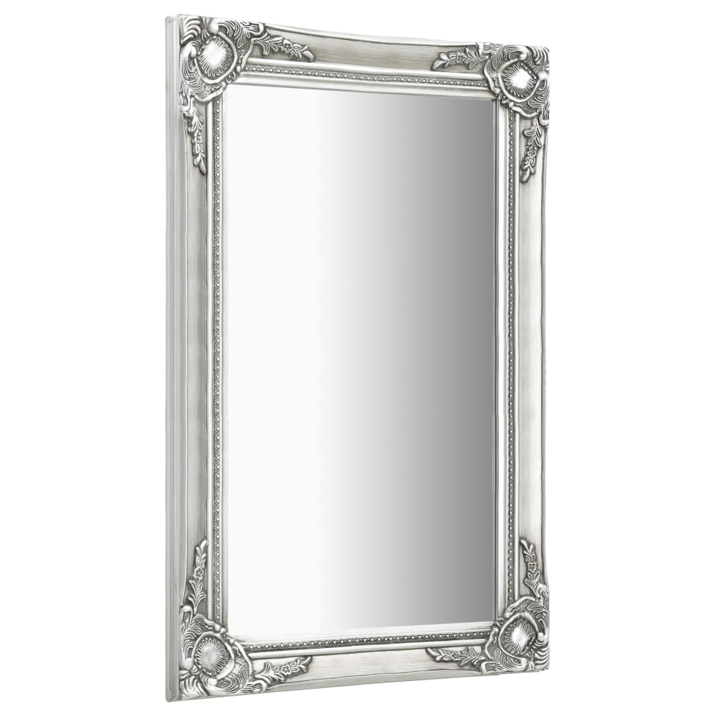 Wall Mirror Baroque Style 60x100 cm Silver