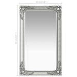Wall Mirror Baroque Style 60x100 cm Silver