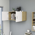 Wall Mounted Cabinet White and Sonoma Oak 80x39x40 cm Chipboard