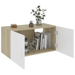 Wall Mounted Cabinet White and Sonoma Oak 80x39x40 cm Chipboard