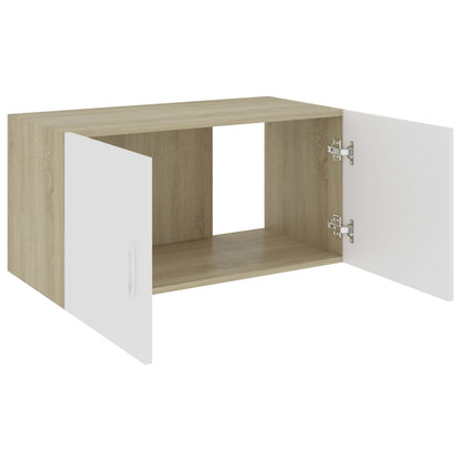 Wall Mounted Cabinet White and Sonoma Oak 80x39x40 cm Chipboard