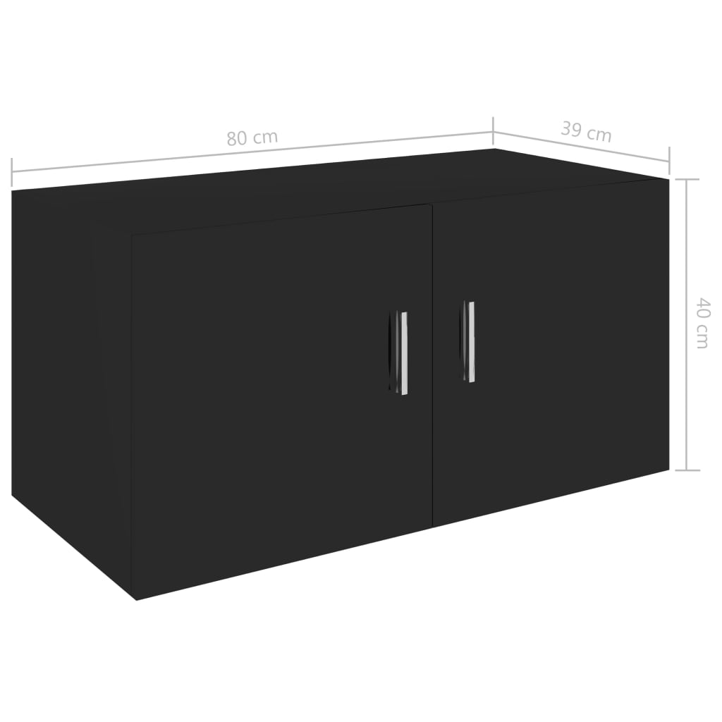 Wall Mounted Cabinet High Gloss Black 80x39x40 cm Chipboard