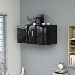 Wall Mounted Cabinet High Gloss Black 80x39x40 cm Chipboard