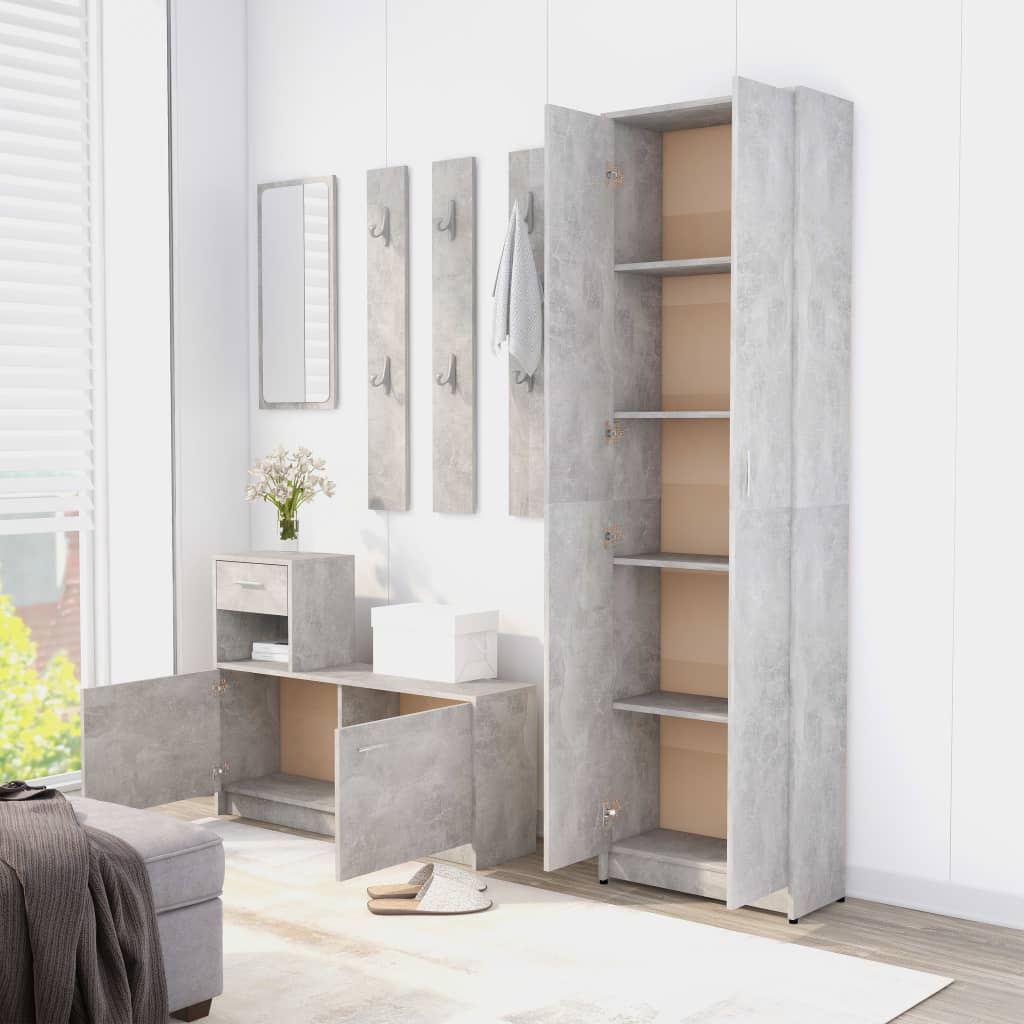 Hallway Wardrobe Concrete Grey 55x25x189 cm Chipboard