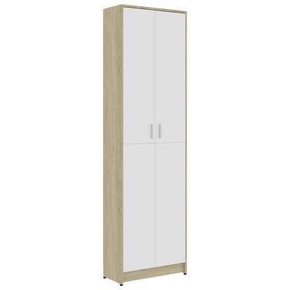Hallway Wardrobe White and Sonoma Oak 55x25x189 cm Chipboard