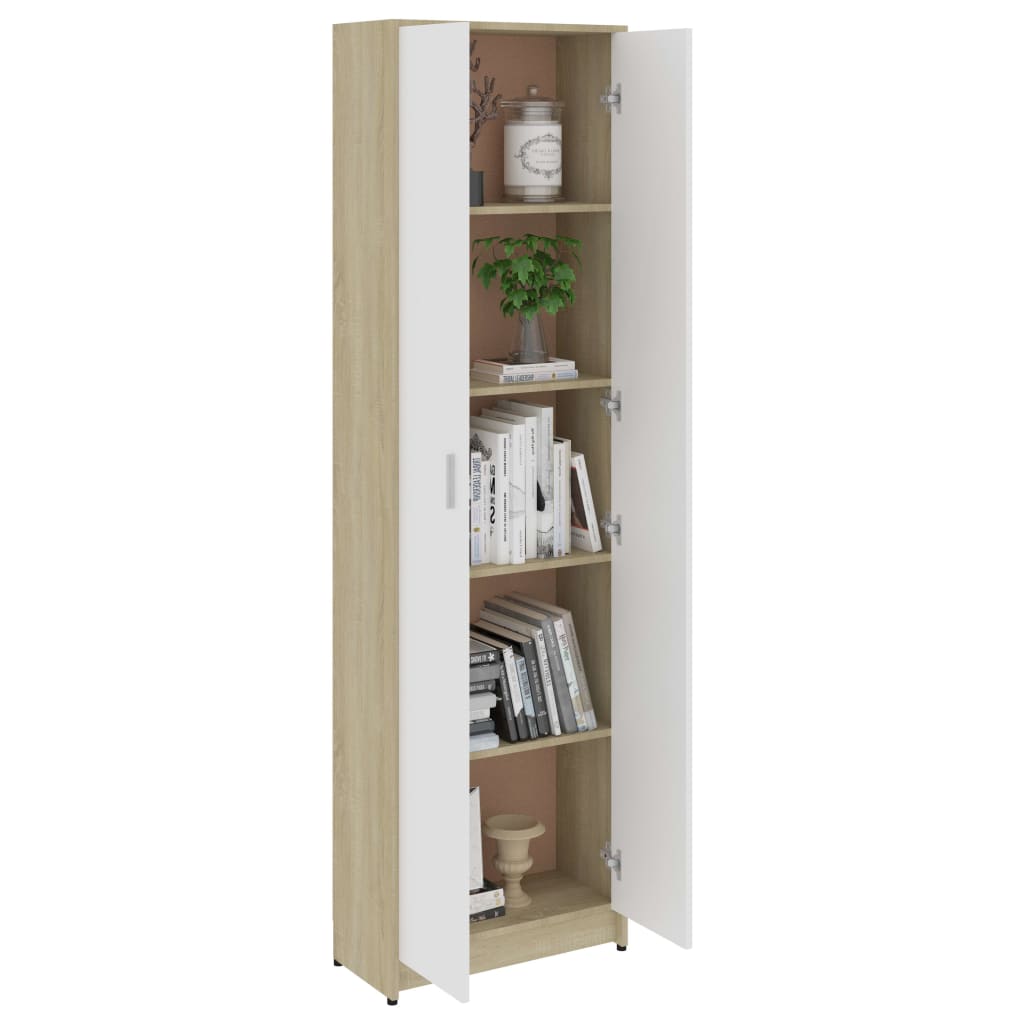 Hallway Wardrobe White and Sonoma Oak 55x25x189 cm Chipboard