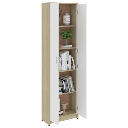 Hallway Wardrobe White and Sonoma Oak 55x25x189 cm Chipboard