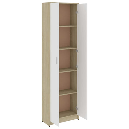 Hallway Wardrobe White and Sonoma Oak 55x25x189 cm Chipboard