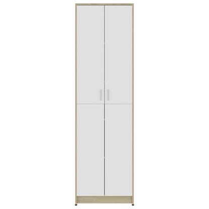 Hallway Wardrobe White and Sonoma Oak 55x25x189 cm Chipboard