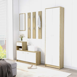 Hallway Wardrobe White and Sonoma Oak 55x25x189 cm Chipboard