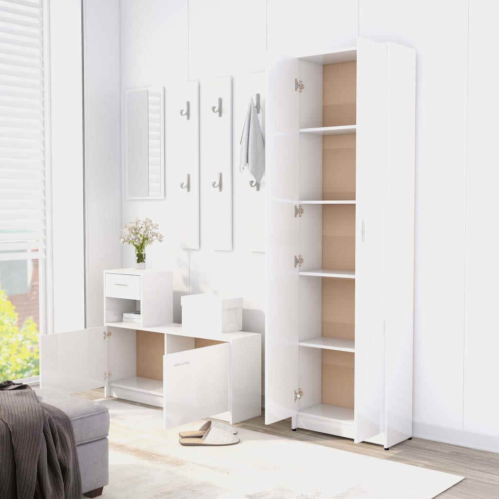 Hallway Wardrobe High Gloss White 55x25x189 cm Chipboard