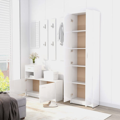 Hallway Wardrobe High Gloss White 55x25x189 cm Chipboard